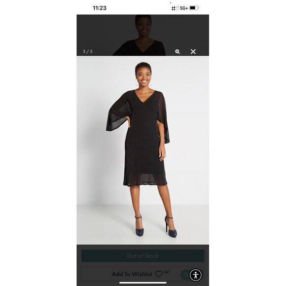 ModCloth Dress Size S Promised You Heaven Mesh Midi Shimmer Mesh Batwing Sleeves - Picture 1 of 9